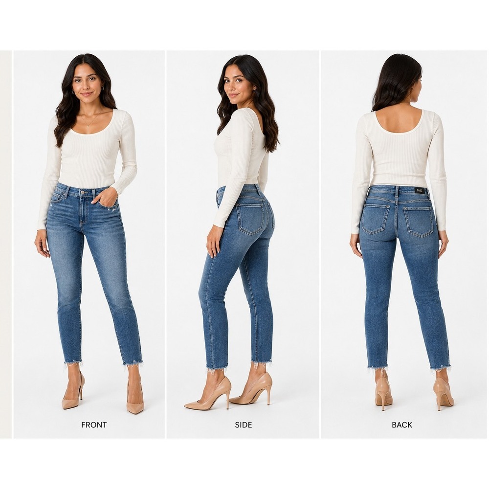 PAIGE Hoxton Ankle Jeans Womens 25 Skinny Raw Hem Distressed Blue Made USA